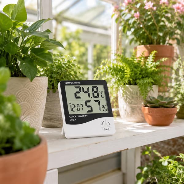 Digitalt rumtermometer og hygrometer med ur, stort LCD-display til indendørs overvågning