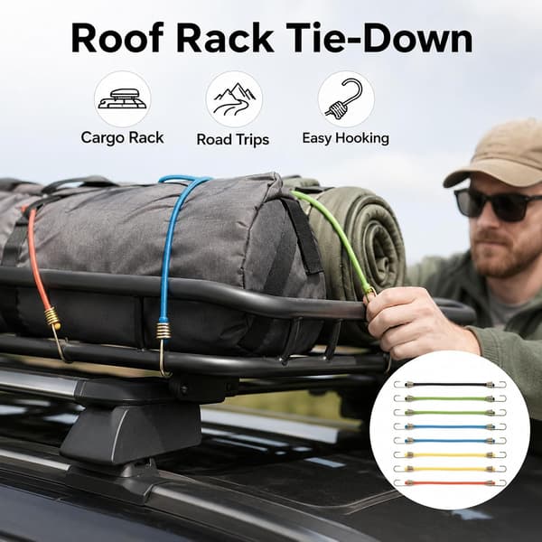 12-pak 25 cm mini elastiksnore med kroge, elastiske stropper til camping
