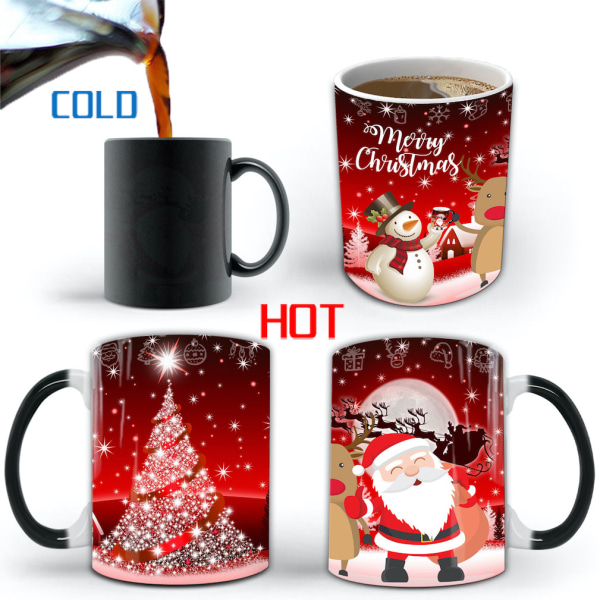 Christmas Tree Color Changing Mugg Keramisk kaffemugg Thermal tekopp Nyhetspresent