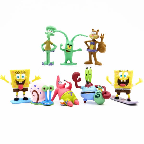 Svamp-Bobs 8 st PVC Tecknade Figurer Patrick Bläckvard Gary 3-5 cm Modellset