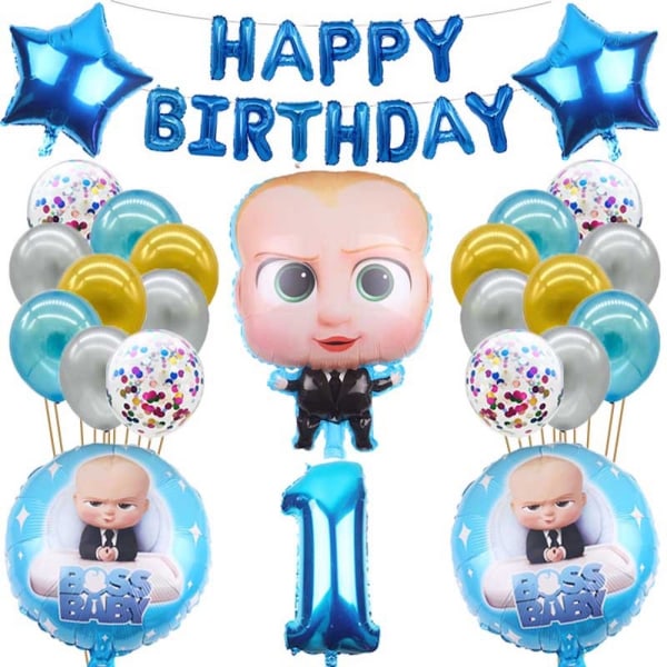 Baby Boss 1:a års födelsedag latex ballong med banner ballongset set