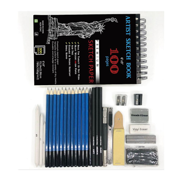 34st Skiss Penns Set med Artist Sketch Book Professionell målarverktygssats