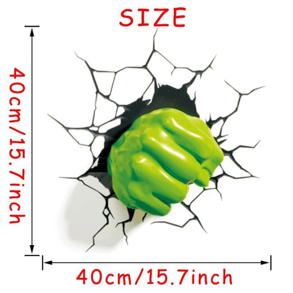 Grön Hulk Punch Anime Wall Sticker Avtagbar tapet Hemdekoration