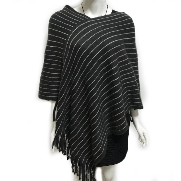 Tjocka lös sjal Pullover stickning Poncho med tofs Batwing Blus för Lady Etnisk stil