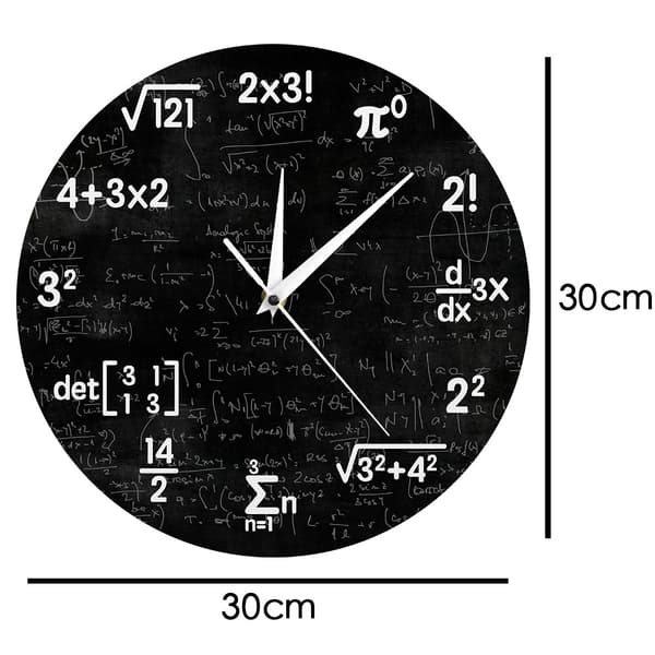 Math Equation Wall Clock | Creative Blackboard Design with Formulas | Silent & Non-Ticking 30cm | Ideal for Classroom, Office, or Study Room Decor