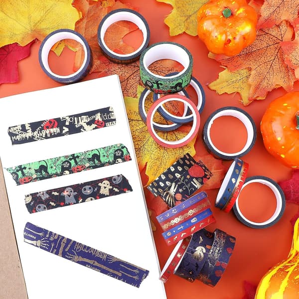 20 ruller Halloween Washi-tape med guldfolie til DIY-håndværk