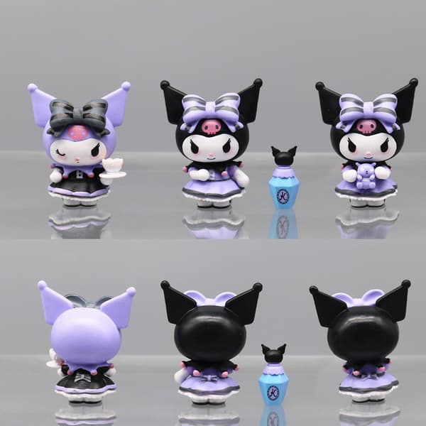 6 stk. Kuromis Fortune-tema PVC-minifigurer lilla sort samlerobjekt dekoration