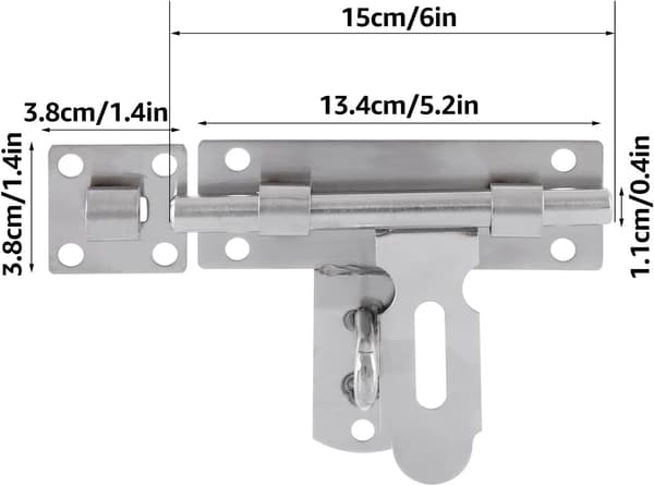 2-pack 6-tums grindregel i rostfritt stål, kraftig dörrhake, silver