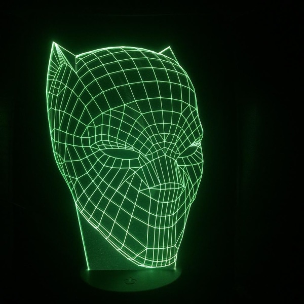 Färgglada Smart Touch Gradient Black Panther Head Led Ornament