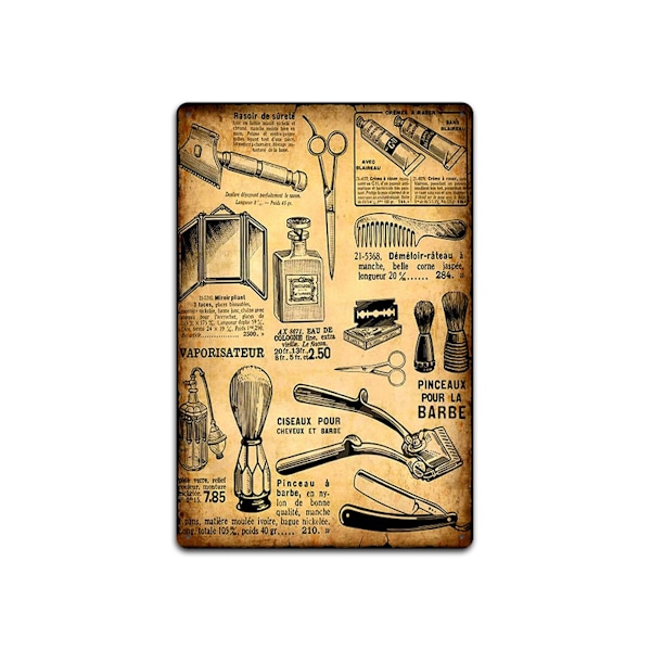 6st Barbershop Konstaffischer Järn Retro Oberamad väggdekor 20x30cm för Barber Shop Hem