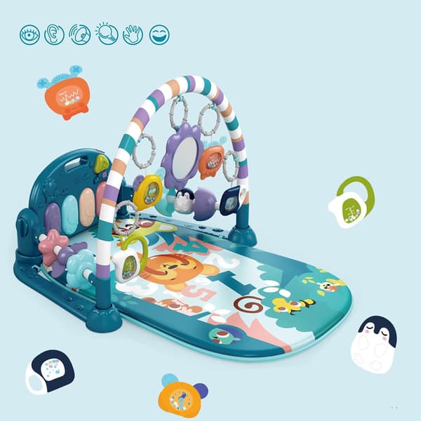 6-i-1 Babygym med sparkpiano, sensoriska leksaker och aktivitetsmatta