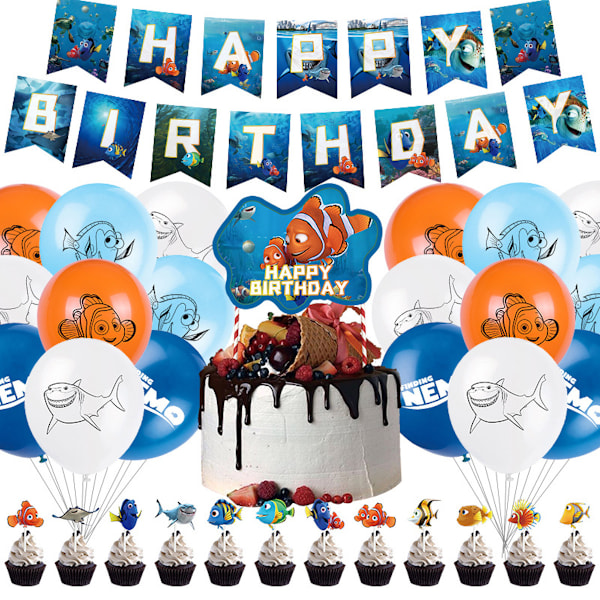 Hitta Nemo Grattis på födelsedagen Ballong Set Latex Ballonger Party Dekoration Kit