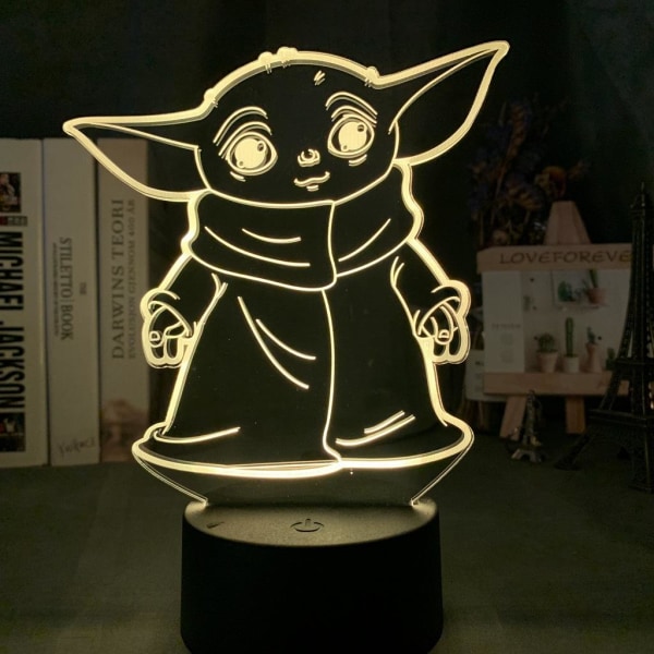 Baby Yoda 3D LED Nattlampa Barn Sovrum Bordslampa Färgglad
