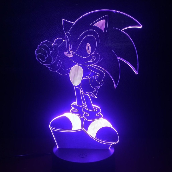 Sonic the Hedgehog Kids Sovrum Anime Nattlampa Bordslampa 3D LED Nattljus
