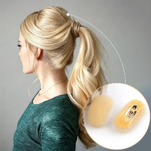 4 stk. hårvolumen-clips, svampe-indsats til opsætninger og knolde, beige og brun