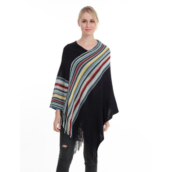 Pullover Cape Loose Lättviktsjacka stickning Poncho för dam
