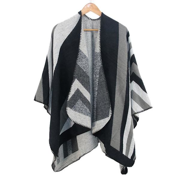 Varm Sjal Scarf Öppen Front Poncho Vinterkofta för Dam
