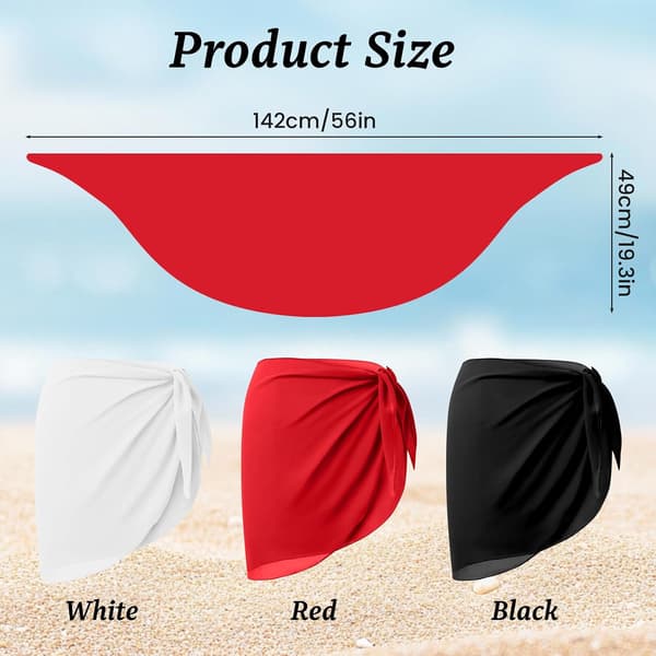 3-pack chiffong-saronger för kvinnor, strandkjolar, bikini-cover-up
