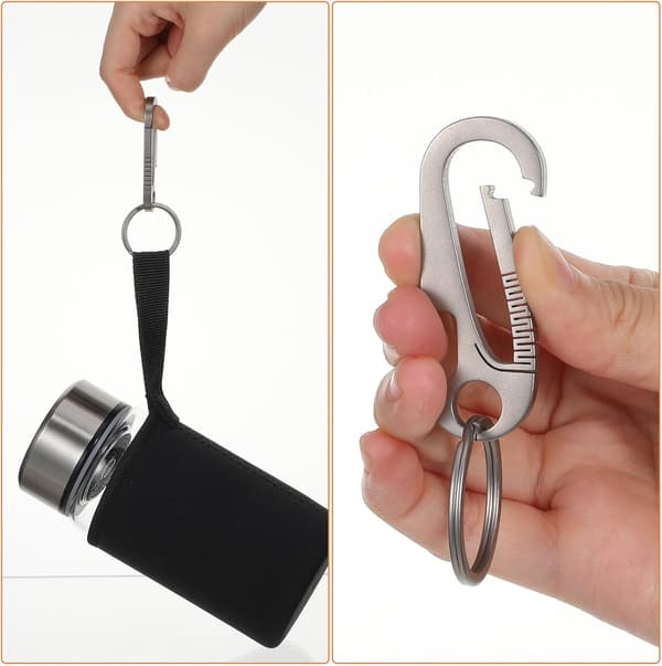 Titanium karabinhage-nøglering med oplukker og quick-release nøglering