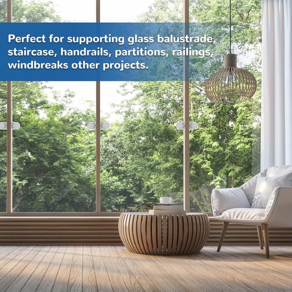 16-pack glasklämmor 6-8 mm justerbara 304 rostfritt stål balustradfästen