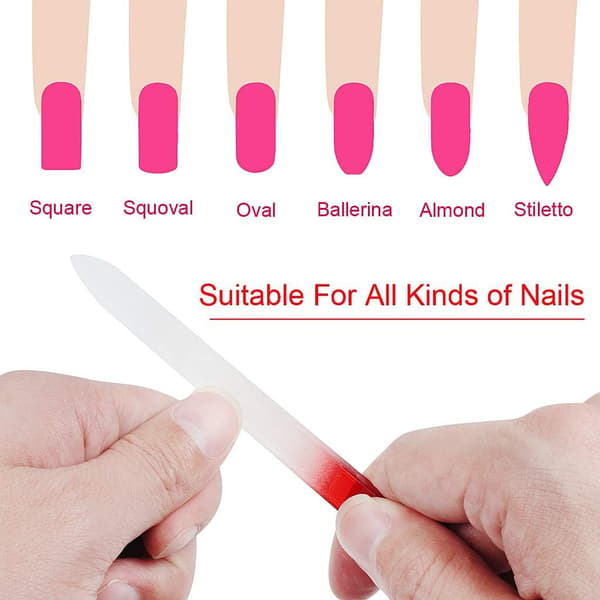 4 stk. gradient glasneglefile med etuier, dobbeltsidede manicureværktøjer