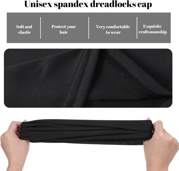 4-pack dreadlock-mössor, töjbara loc-strumpor för långt hår, svart wrap