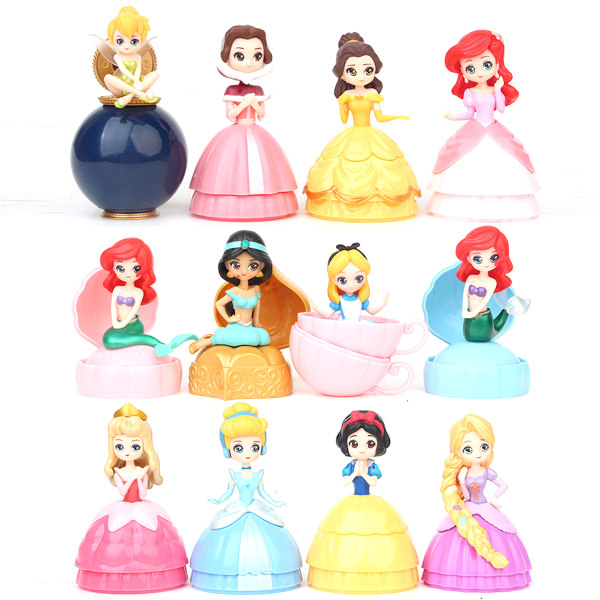 12 st/lote Squinkies Princesa Anime Figura Brinquedos Modeller 7-8 cm