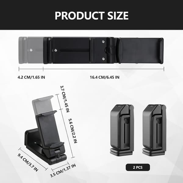 Fly-telefonholder, 2-pak 360° roterende sammenklappeligt rejse-telefonstativ