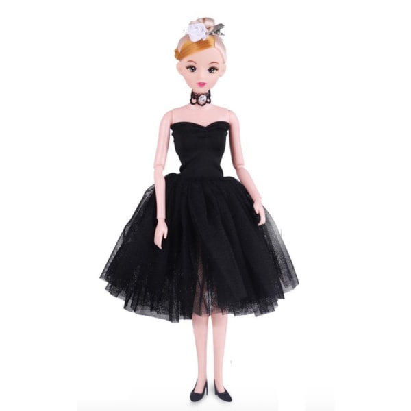 Girl Princess Doll Balett Figur Toy Svart Klänning 30cm
