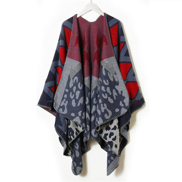 Varm sjal för damer Lady Poncho Pashmina Cardigant filt med sydd kant etnisk stil