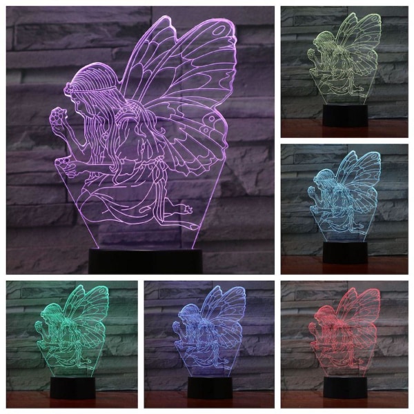 Butterfly Fairy 3D LED Nattlampa Bordslampa för barn i sovrummet