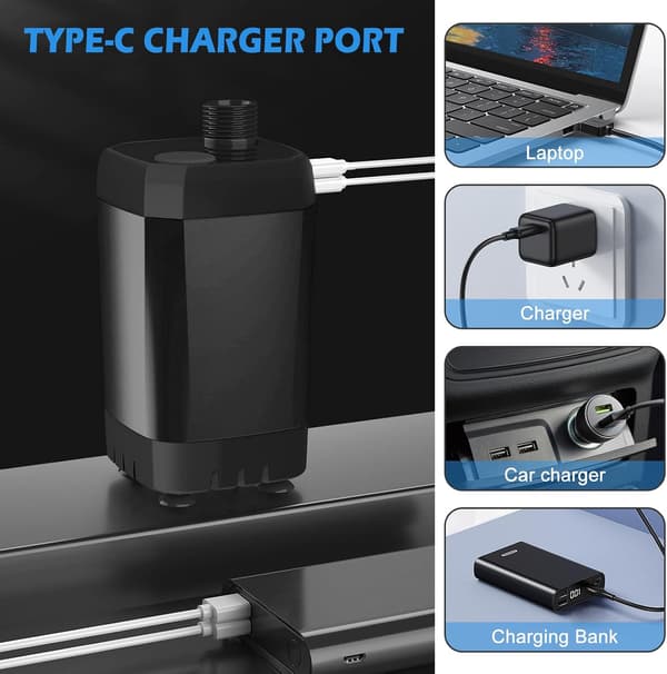 Bärbar campingdusch 6000mAh pump med temperaturdisplay och IPX7