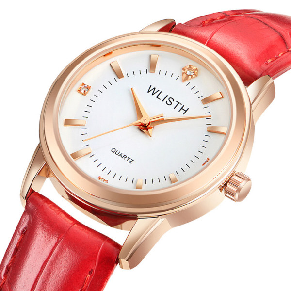 Kvinnors Casual Armbandsur Watch Watch Urtavla med rött läderband