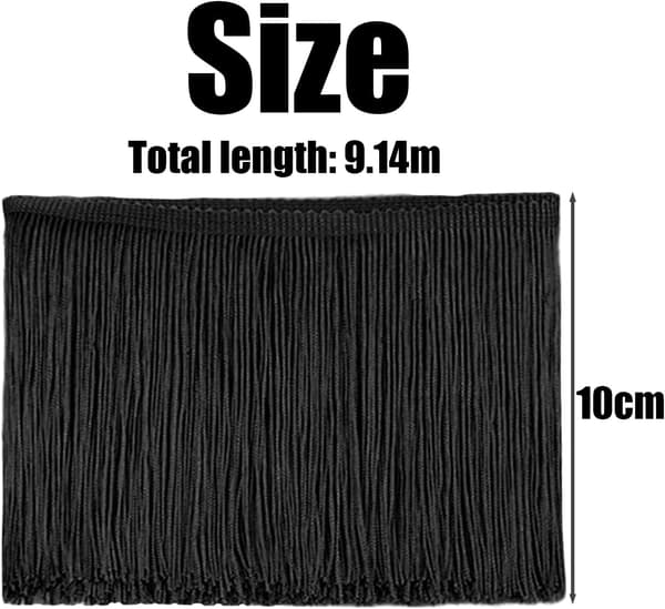 Sort polyester kvast-frynser 10 yards til DIY-syprojekter og gardiner