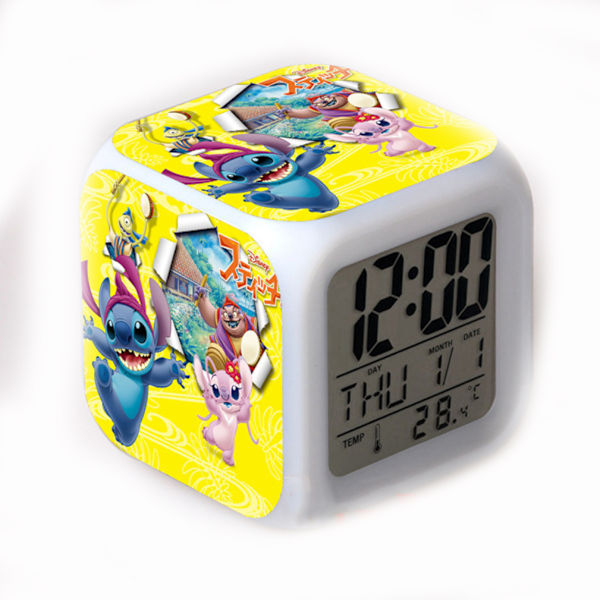 Stitch Väckarklocka Färgglad LED digital klocka