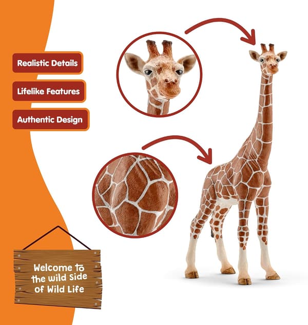 Realistisk giraffdjurfigur i plast för barns lek