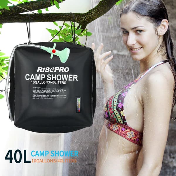 40L Soluppvärmd duschväska, 10-gallons campingdusch med temperaturindikator