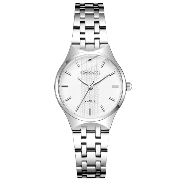 Herr Quartz Watch White Dial Armbandsur i rostfritt stål vattentät