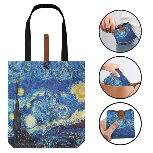Oljemaleri Van Gogh Print Tote Bags Gjenbrukbar Shopping Bag For Multicolor D