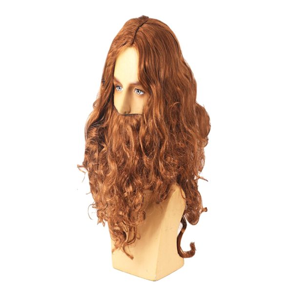 Halloween Jesus parykk kostyme rekvisitter lang krøllete parykk morsom brun W One Size