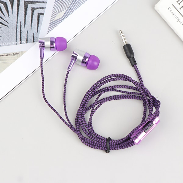 1 Stereo hörlurar hörlurar nylon nylonvävd kabel hörlur He Purple One Size