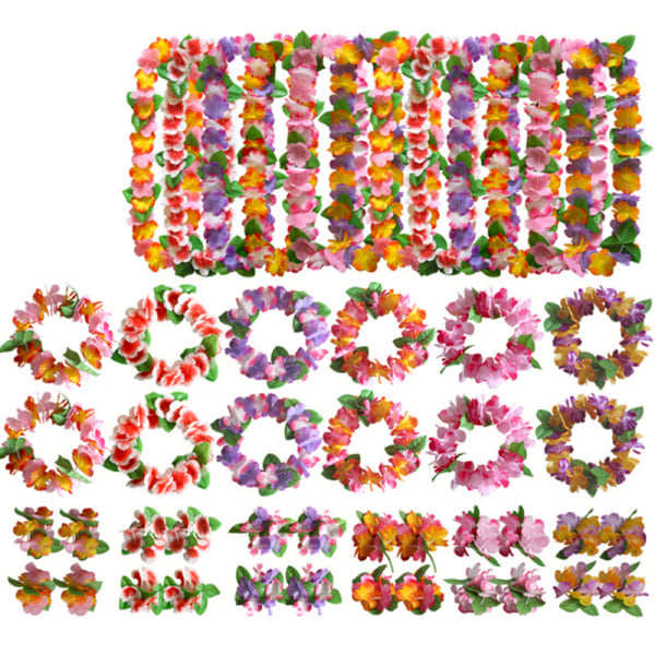 4 stk/sett Hawaiian Flower Leis Garland-kjede DIY-dekorasjon F 1 One Size