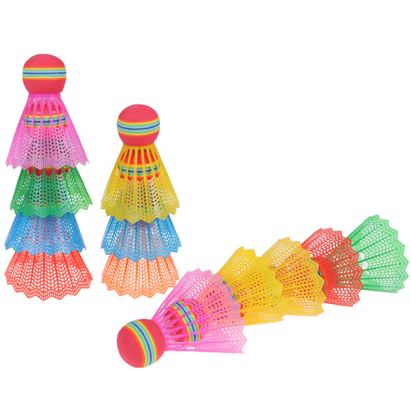 12 STK Badminton EVA Regnbuekuglehoved Nylon Badmintonfjer Random Color 12Pcs