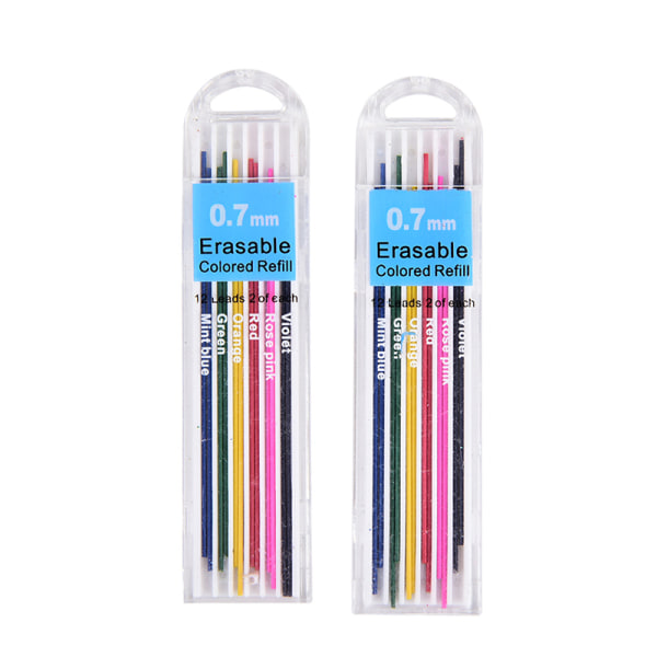 2 esker 0,7 mm farget mekanisk blyantpåfylling Bly Slettbar St Multicolor 5Pcs