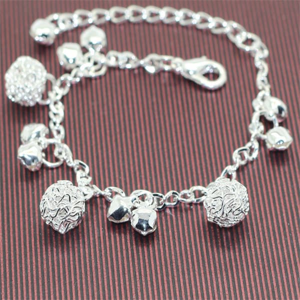 Ny silverpläterad armband mode klocka berlocker pärlor hänge Ch 1PC