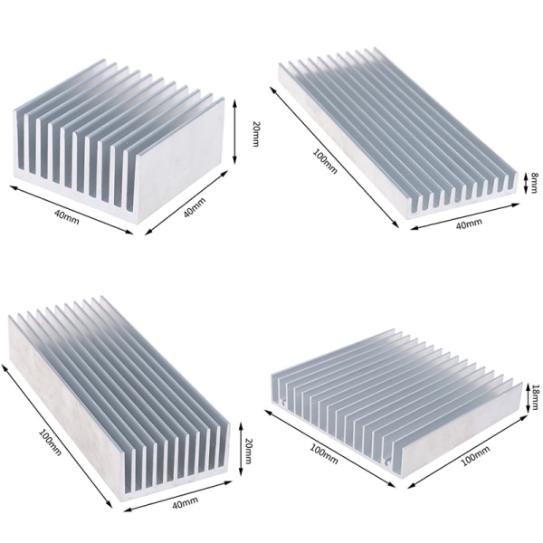 Suulakepuristettu alumiininen jäähdytyselementti tehokkaalle POWER -IC Chip Cooler Ra -jäähdyttimelle Silver 40×40×20mm