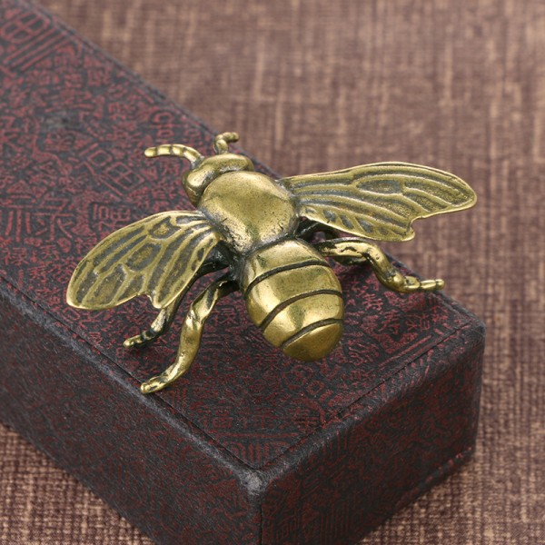 Messing Insekter Figurer Miniaturer Bee Tea Pet Ornamenter Blomst Bronze ONESIZE
