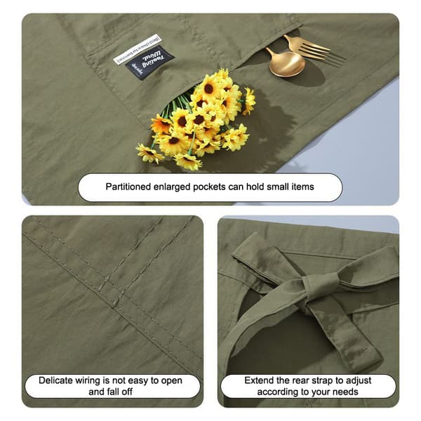 1 stk. køkkenforklæde i lærred til damer, restaurant servitriceforklæde med Green