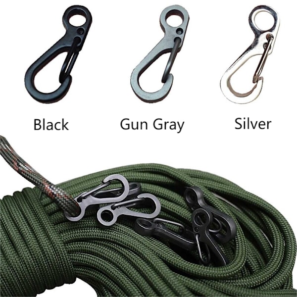 10 Stk/parti Mini Karabiner nøkkelring Camping Gadgets EDC Survival Black one size