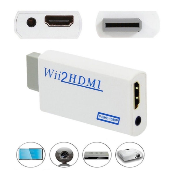 HD Wii til HDMI 1080P/720P oppskaleringskonverteringsadapterkontakt white One Size